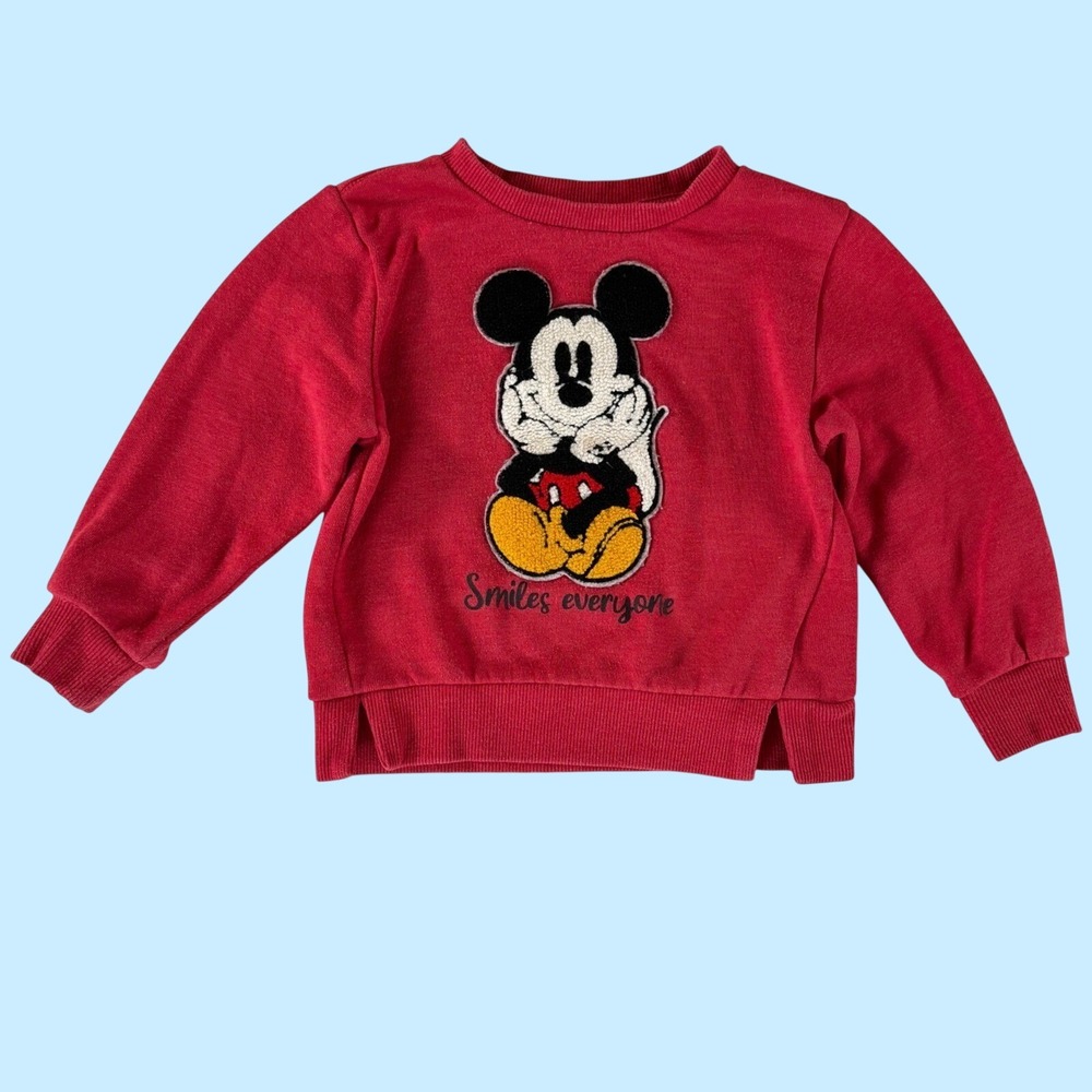 Disney Mickey Mouse Toddler Sweatshirt 2T Red Graphic Pullover